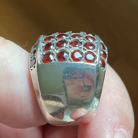 NWOT Sterling Silver 925 Garnet Wide Ring Size US 7.5 - Picture 10 of 16